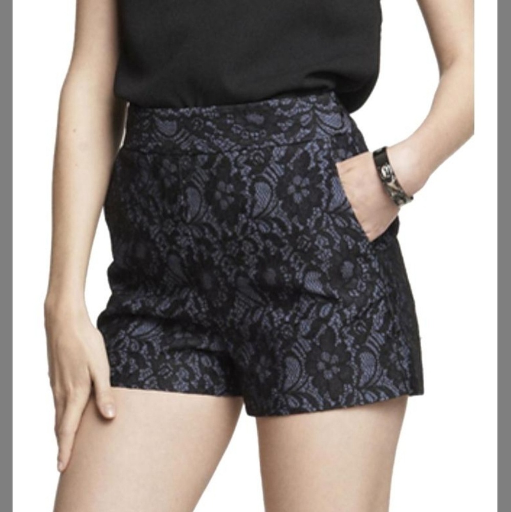 Express High Waisted Bonded Lace Overlay Shorts